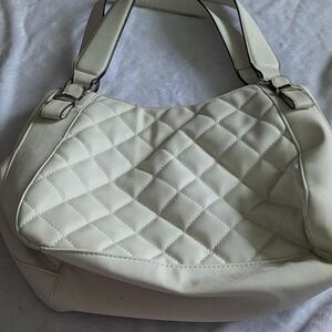 Cream quilted shoulder bag with adjustable straps apartment 9 brand‎